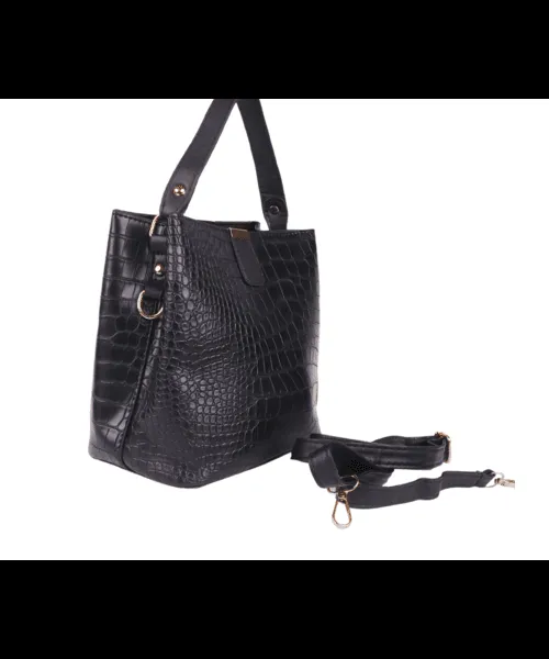 Crocodile-Embossed Bucket Bag