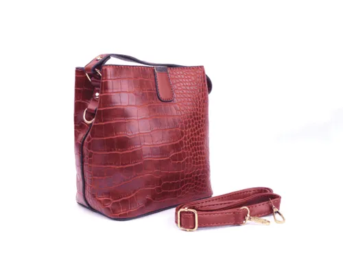 Crocodile-Embossed Bucket Bag