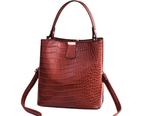 Crocodile-Embossed Bucket Bag