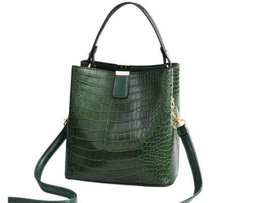 Crocodile-Embossed Bucket Bag