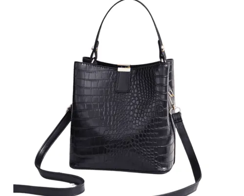 Crocodile-Embossed Bucket Bag