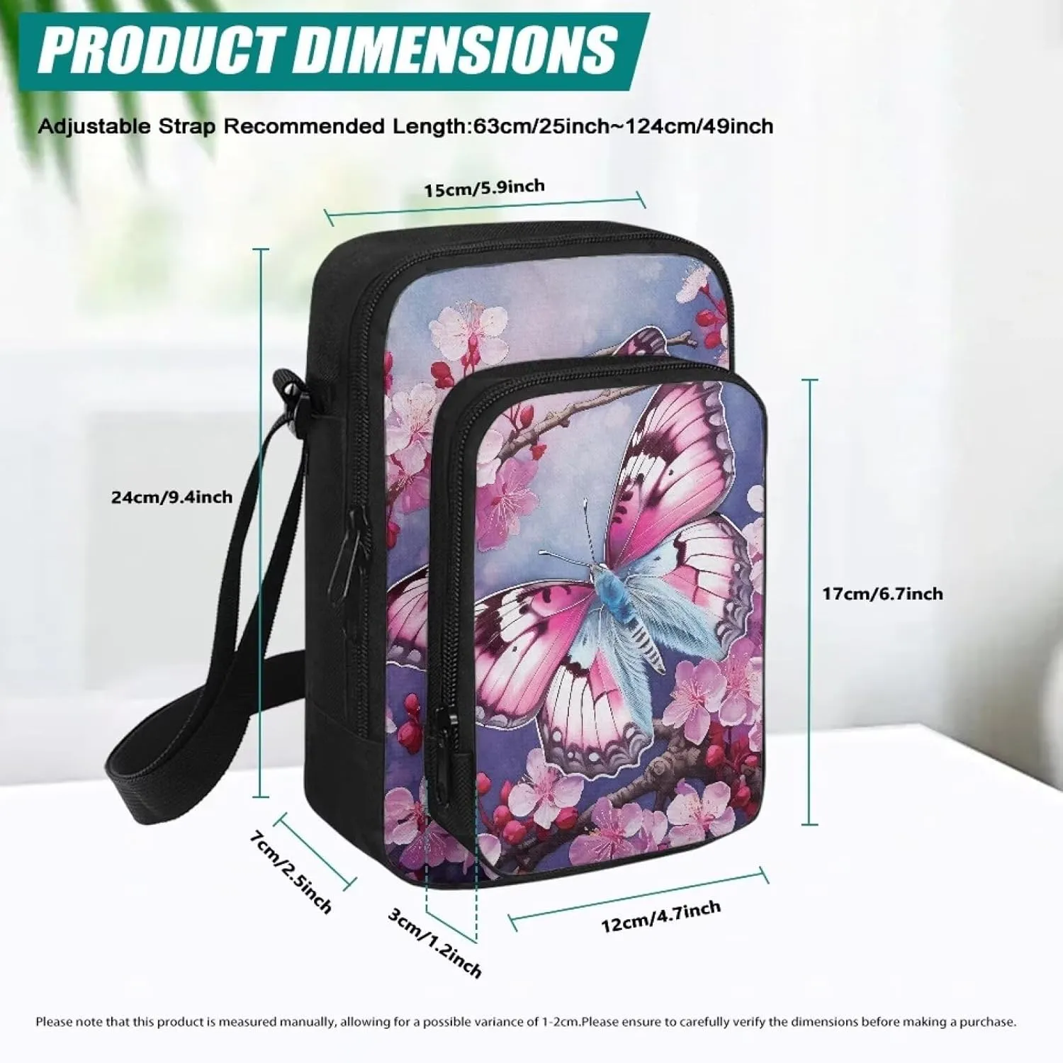 Cross-body Bag for Women Small Purse with Double Layer Zipper Pockets Shoulder Crossbody