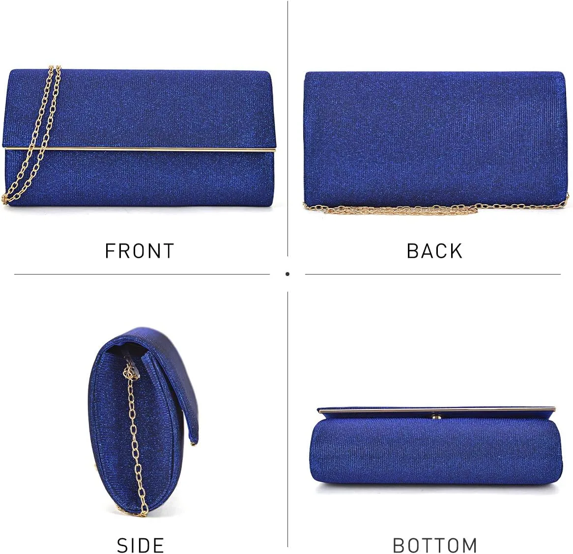 Dasein Women's Evening Bag Glitter Clutch Wedding Bridal Purse Sparkle Cocktail Party Prom Handbag