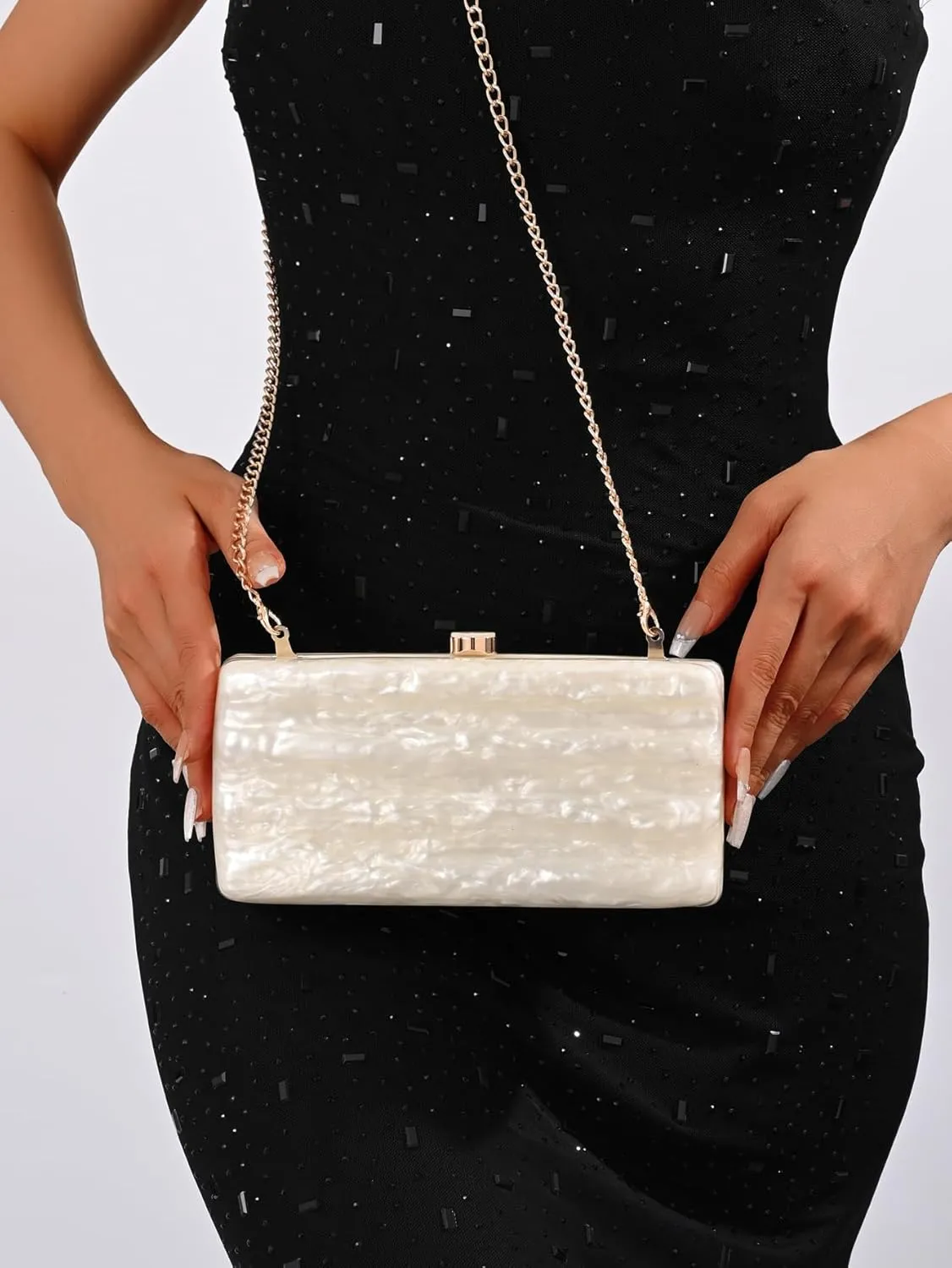 Designer Handbags Clutch Purse, Mini Acrylic Shoulder Clubbing Outfits For Women Evening Clutch Pearl Phone Bag