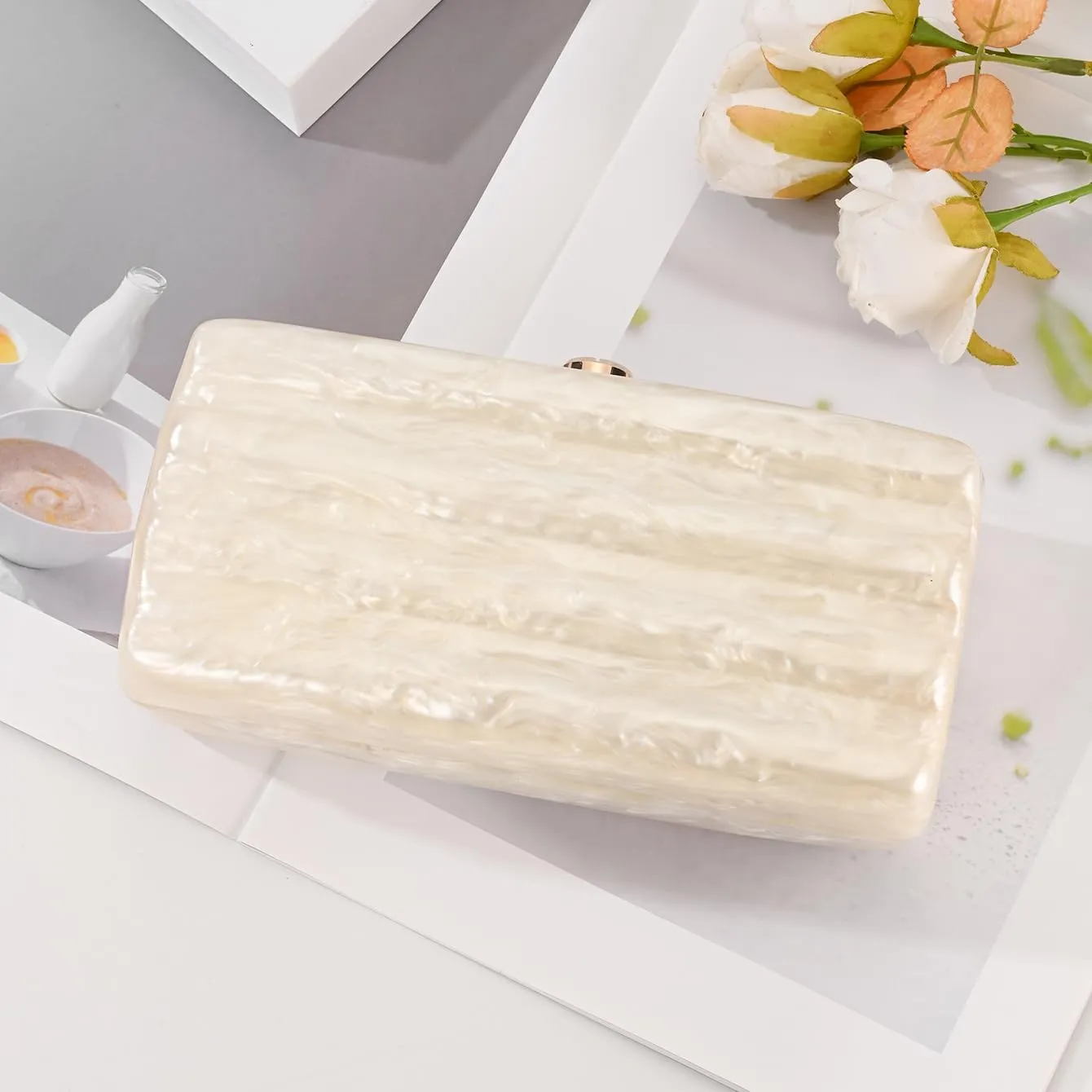 Designer Handbags Clutch Purse, Mini Acrylic Shoulder Clubbing Outfits For Women Evening Clutch Pearl Phone Bag