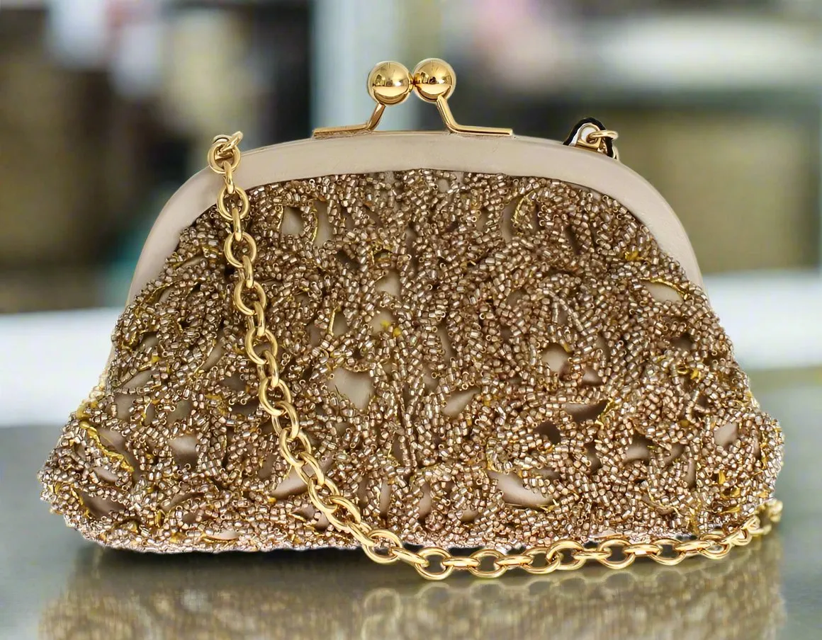 DOLCE & GABBANA Glimmering Gold Sequined Evening Clutch
