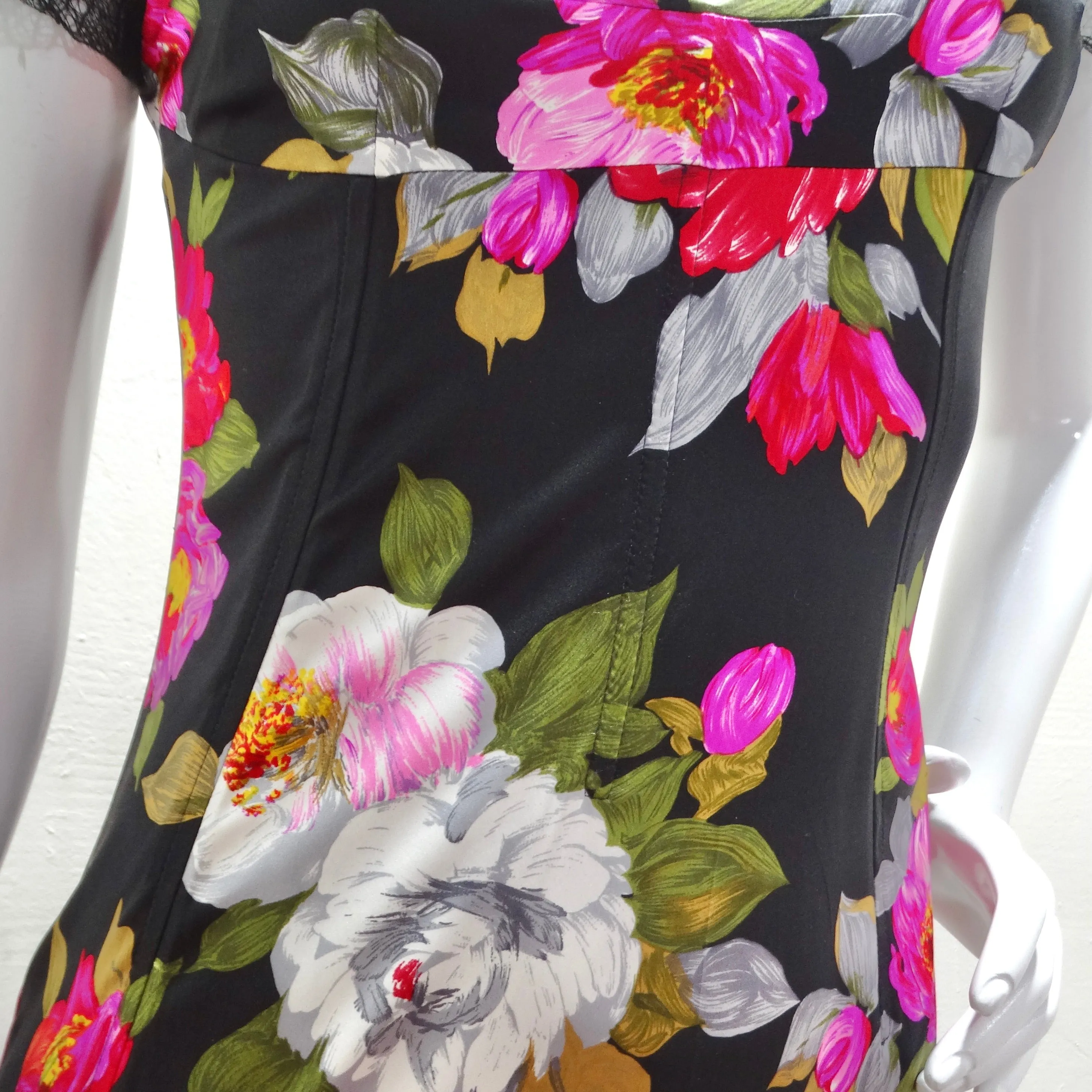 Dolce & Gabbana Silk Floral Lace Maxi Dress