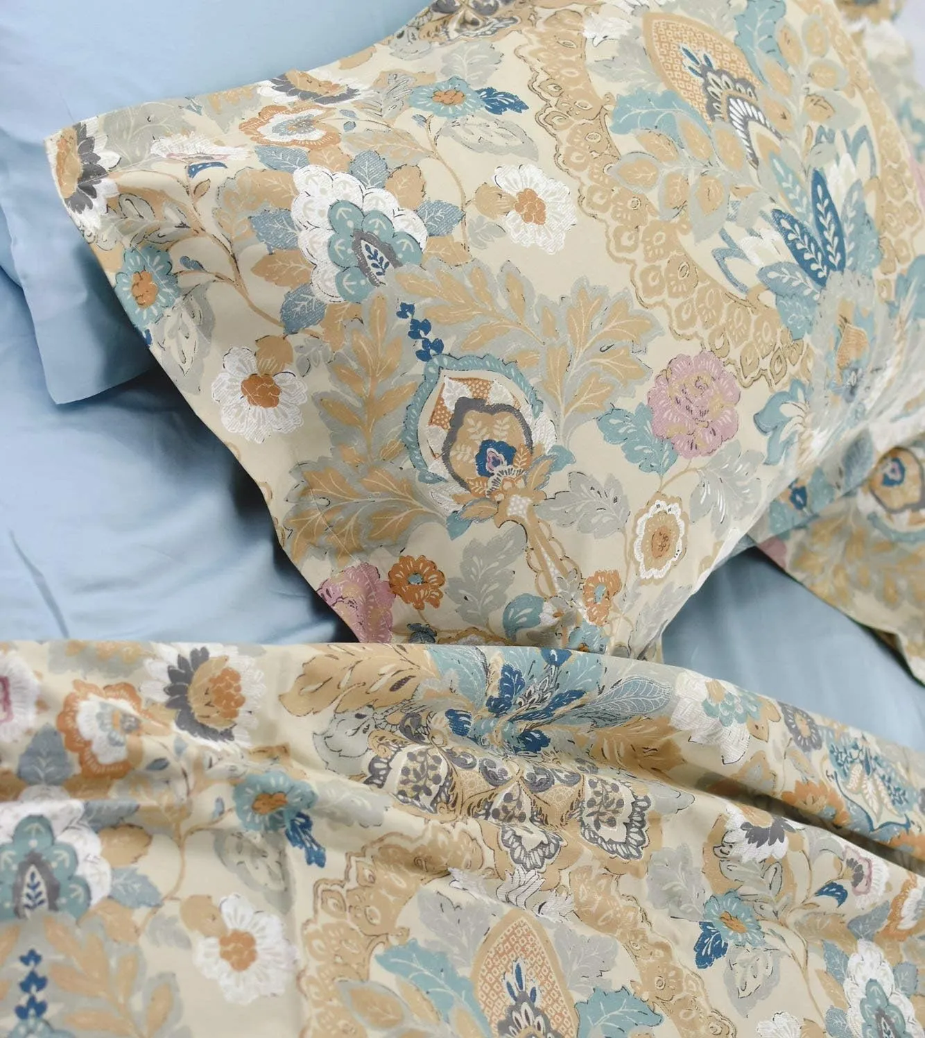 Eikei Damask Medallion Duvet Cover, Luxury Paisley Print Bedding Set, 400 Thread Count Egyptian Cotton (Majorca, King)