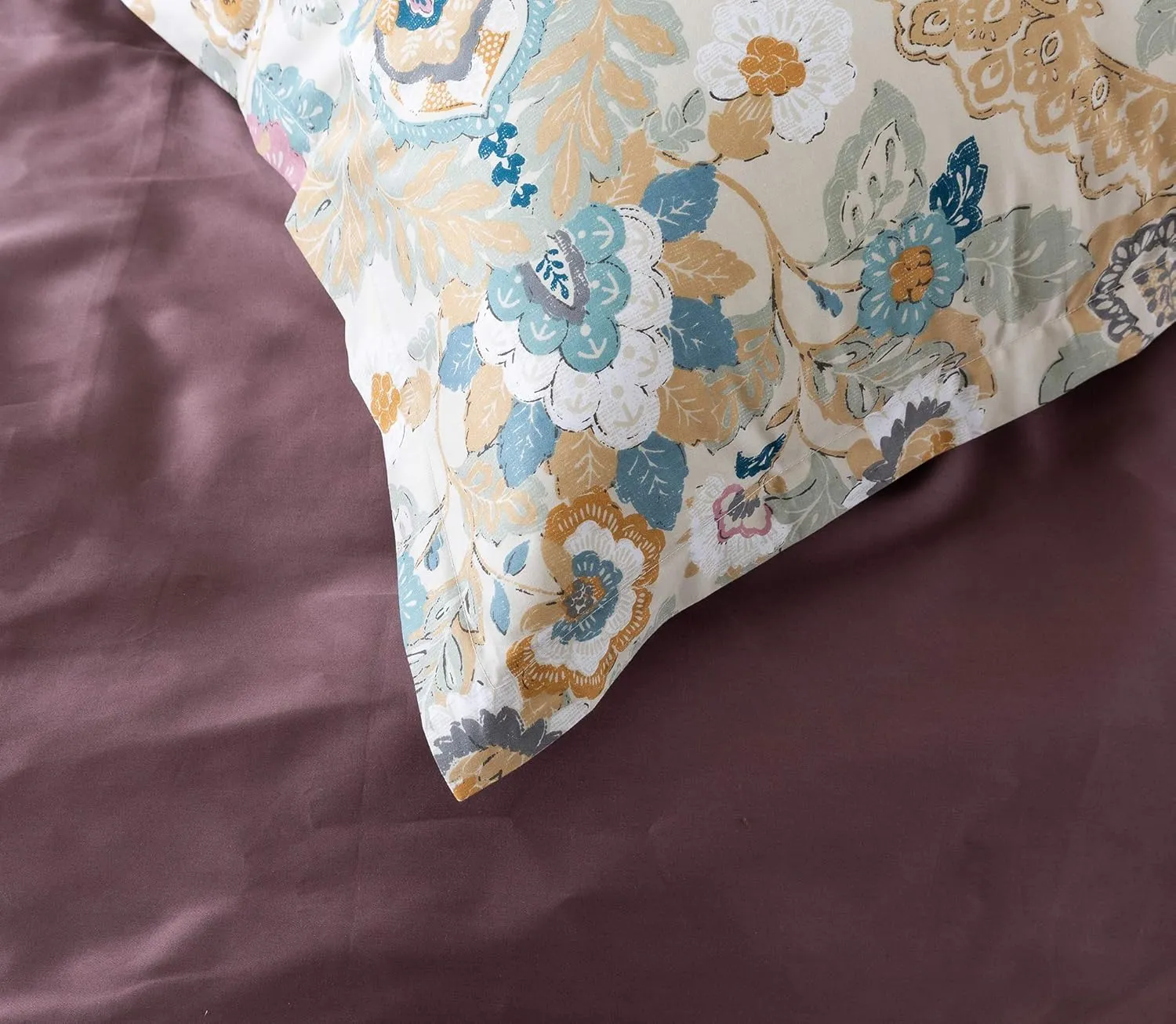 Eikei Damask Medallion Duvet Cover, Luxury Paisley Print Bedding Set, 400 Thread Count Egyptian Cotton (Majorca, King)
