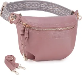Fanny Pack Crossbody Bags for Women Vegan Leather Belt Bag Waist Pack Causal Chest Bum Bag With 2 Straps Nude Pink