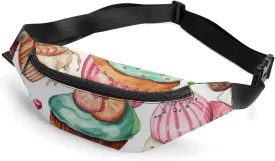 Fanny Pack for Women Men Cupcakes Donuts Muffins Sugar Waist Pack Everywhere Belt Bag Sports Waist Bag with Adjustable Strap Fashion Hip Bum Bag for Traveling Running Workout