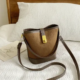 Faux Leather Bucket Crossbody Bag