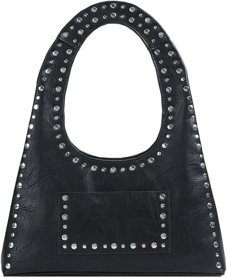 Faux Leather Designer Handbags Women Studded Purse Y2k Shoulder Bag 90s Hobo Bag Punk Streetwear