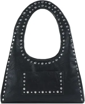 Faux Leather Designer Handbags Women Studded Purse Y2k Shoulder Bag 90s Hobo Bag Punk Streetwear