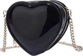Girls Crossbody Purse Cute Heart-shaped Shoulder Kid Bag Lacquer Leather Princess Bag for Little Girls