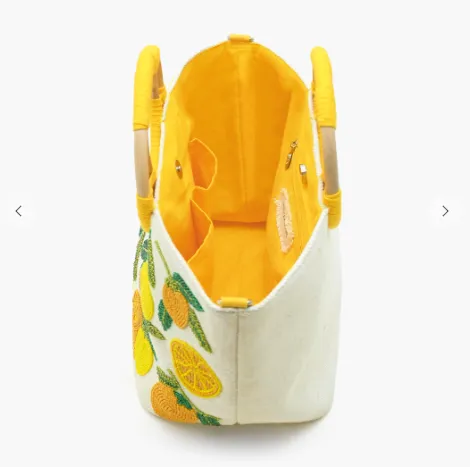 Golden Citrus Embroidered Tote