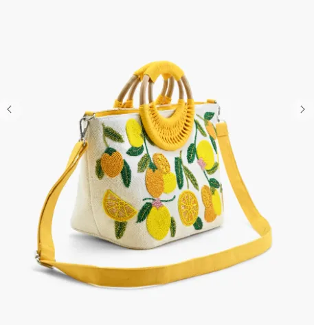 Golden Citrus Embroidered Tote
