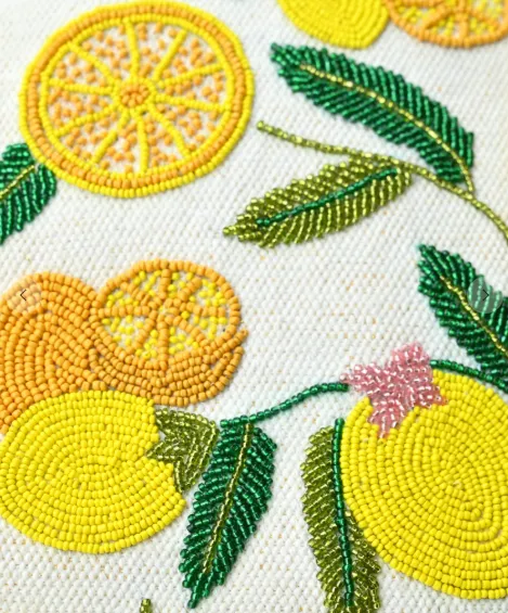 Golden Citrus Embroidered Tote