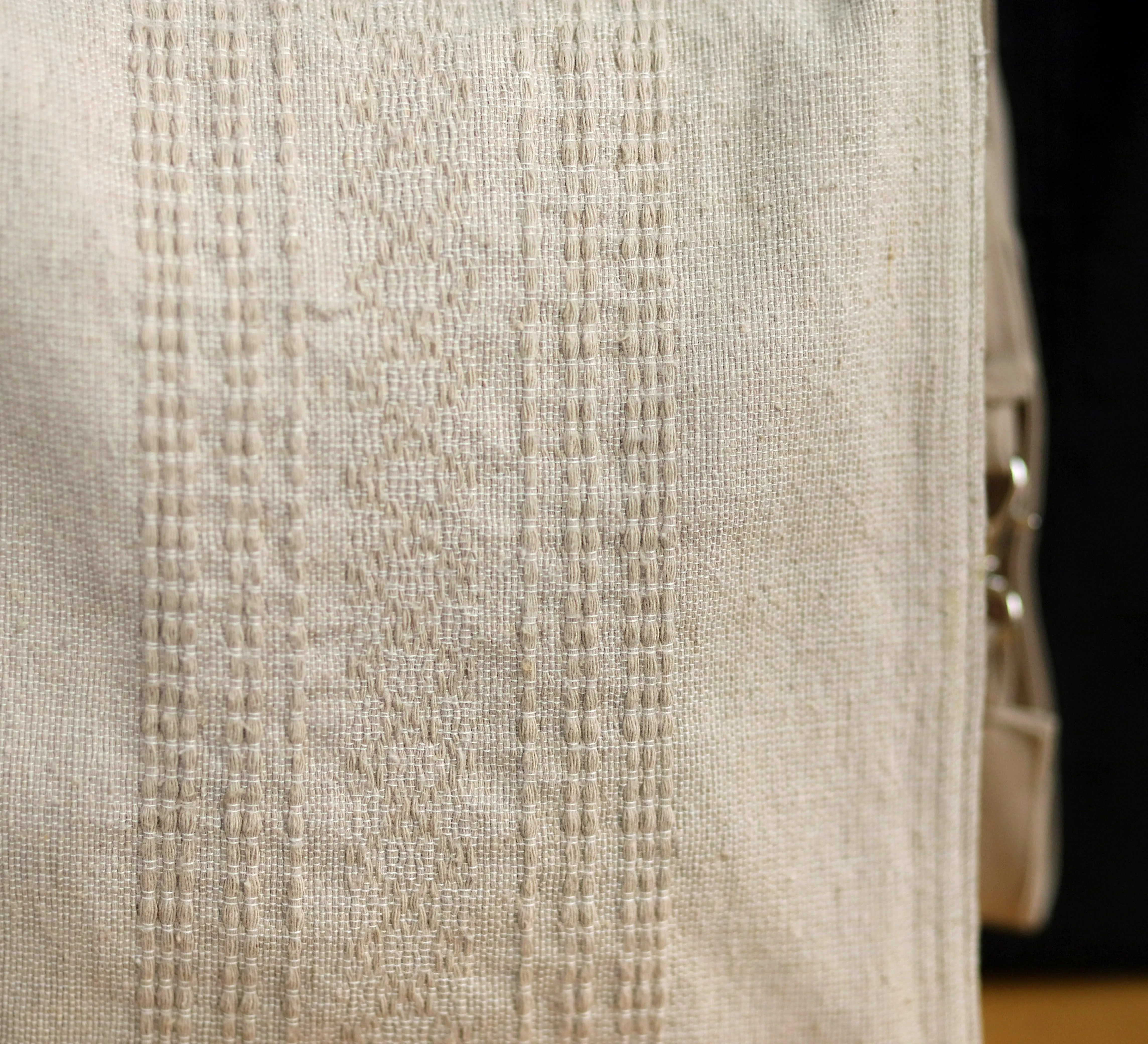 Handcrafted loom bags with vintage exotic wood. Handicraft tote bag from mexican master weaver and vintage recovered exotic wood