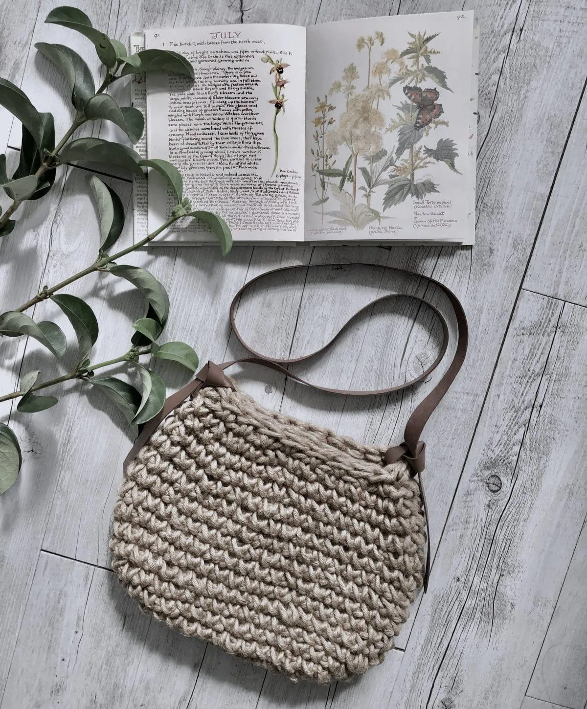 Handmade Natural Fibre Vegan Minimalist Crossbody Handbag