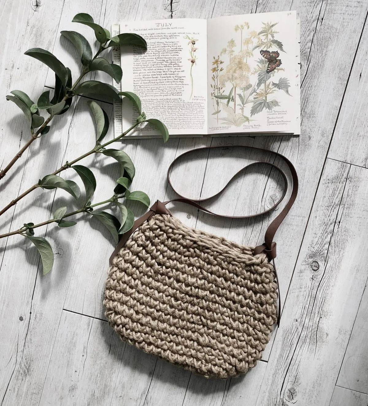 Handmade Natural Fibre Vegan Minimalist Crossbody Handbag