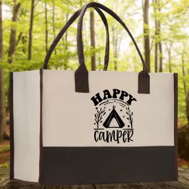 Happy Camper Cotton Canvas Chic Tote Bag Camping Tote Camping Lover Gift Tote Bag Outdoor Tote Weekender Tote Camper Tote Multipurpose Tote