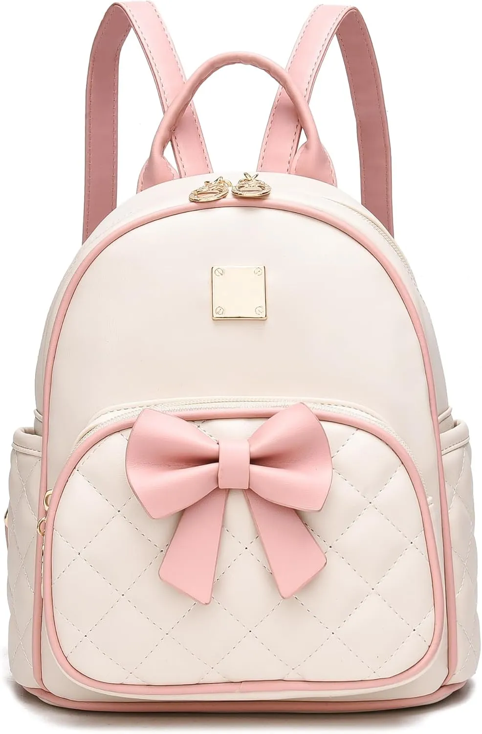 I IHAYNER Women Quilted Leather Backpack Small Bowknot Mini Backpack Purse for Girls Personalized Trendy Stuff Gifts for Kids Pink