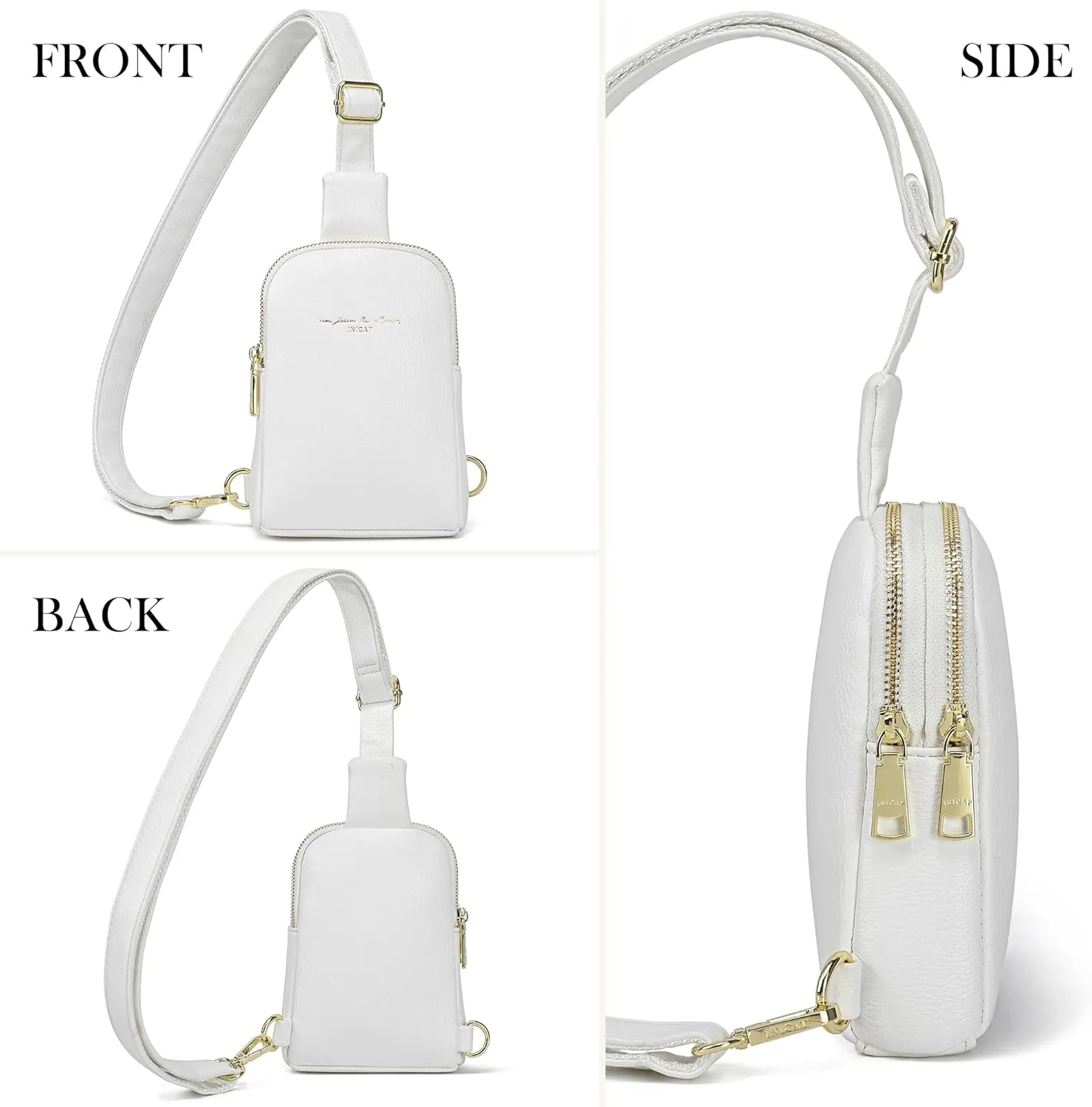 INICAT Small Crossbody Sling Bags for Women Vegan Leather Cell Phone Purse Fanny Packs for Women Men