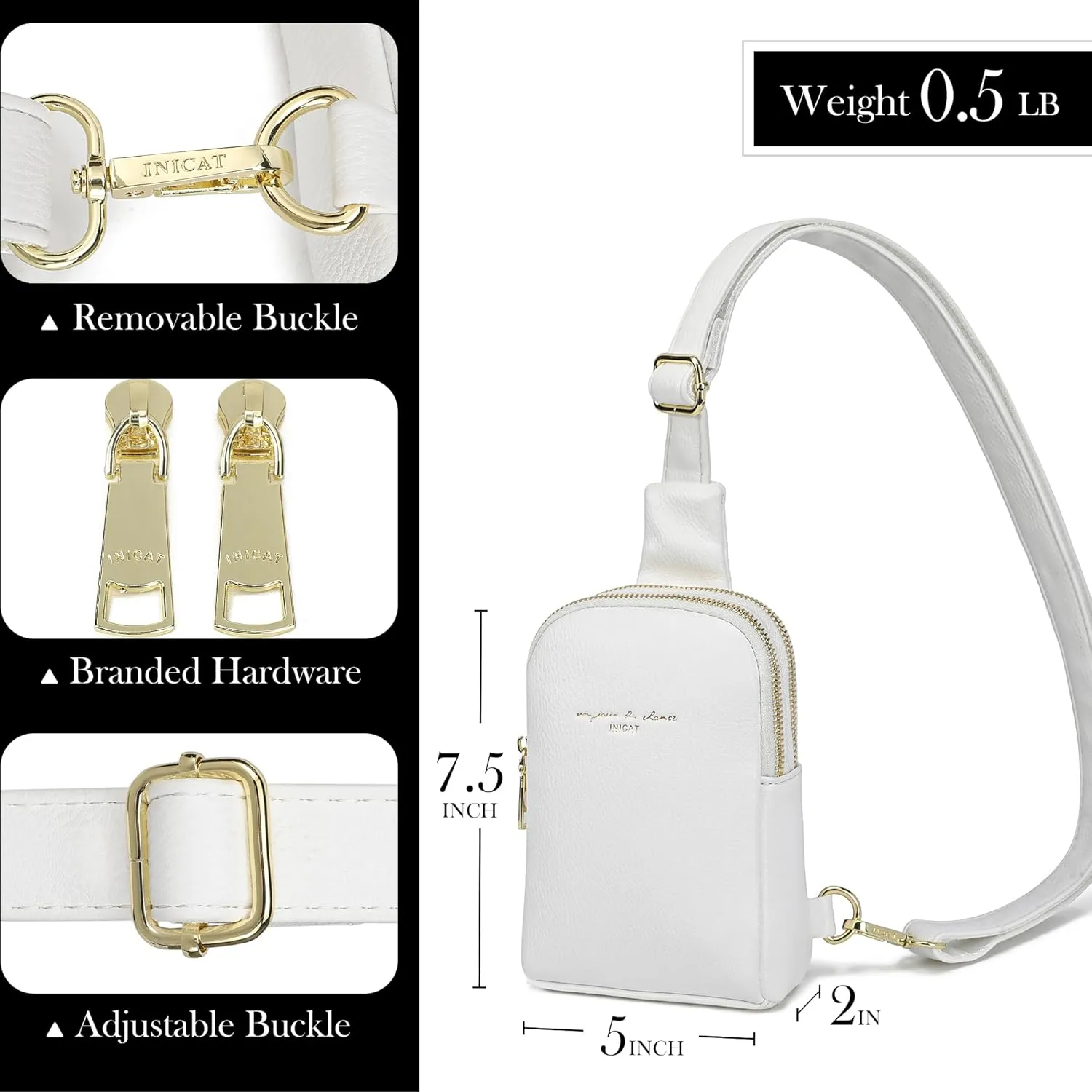 INICAT Small Crossbody Sling Bags for Women Vegan Leather Cell Phone Purse Fanny Packs for Women Men