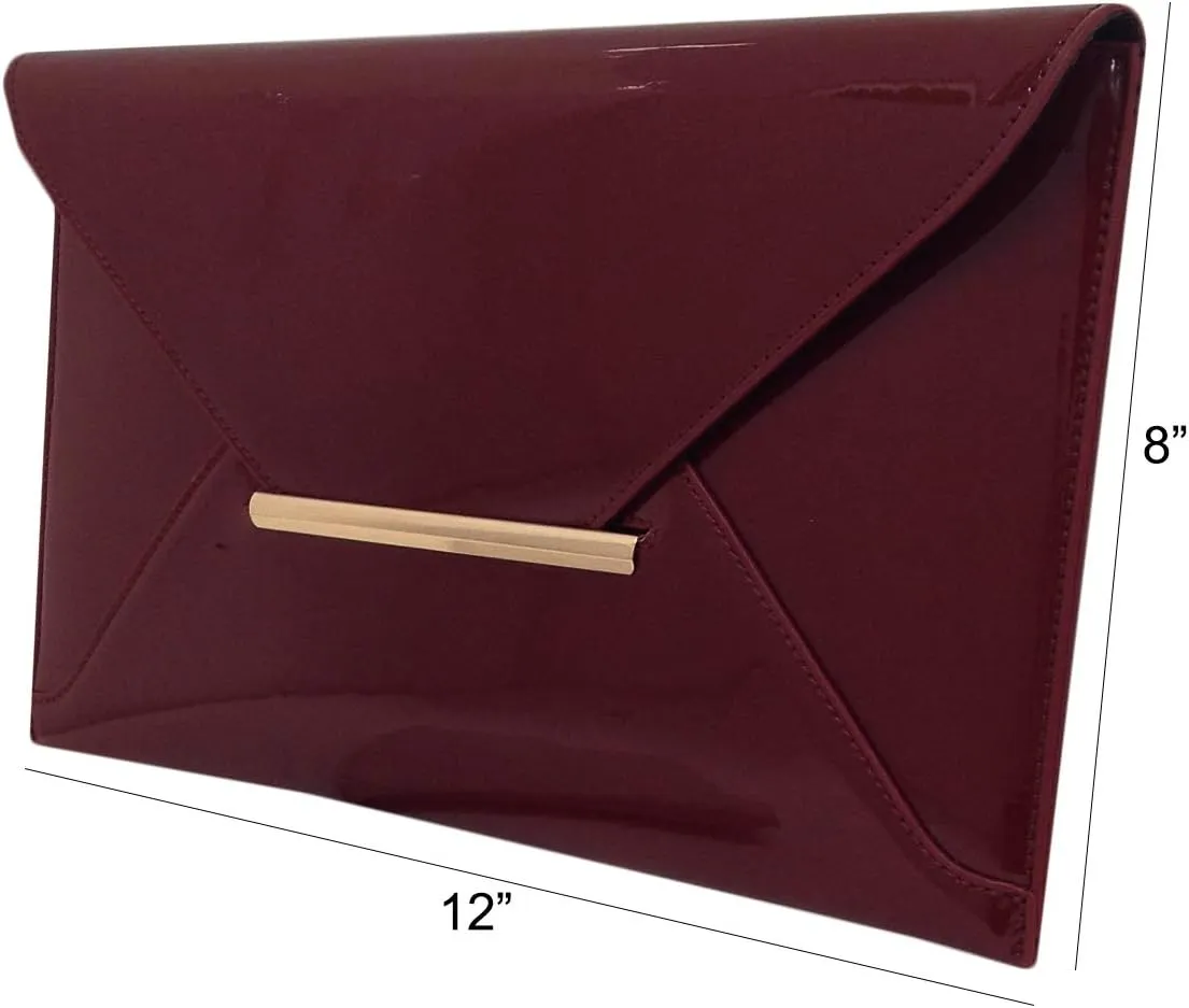 JNB Faux Patent Leather Envelope Candy Clutch Bag