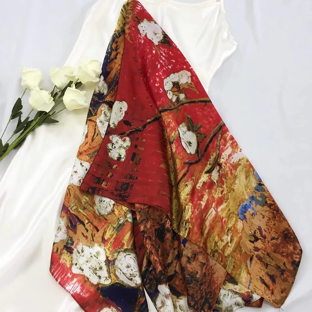 Julunar Silk Like Head Scarf for Women - Satin Large Hair Scarves - 35" Square Silk Hair Wrap for Sleeping with Gift Packed