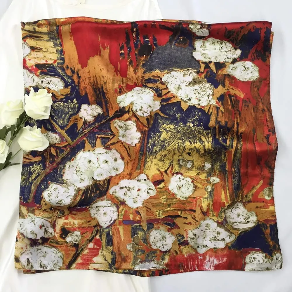 Julunar Silk Like Head Scarf for Women - Satin Large Hair Scarves - 35" Square Silk Hair Wrap for Sleeping with Gift Packed