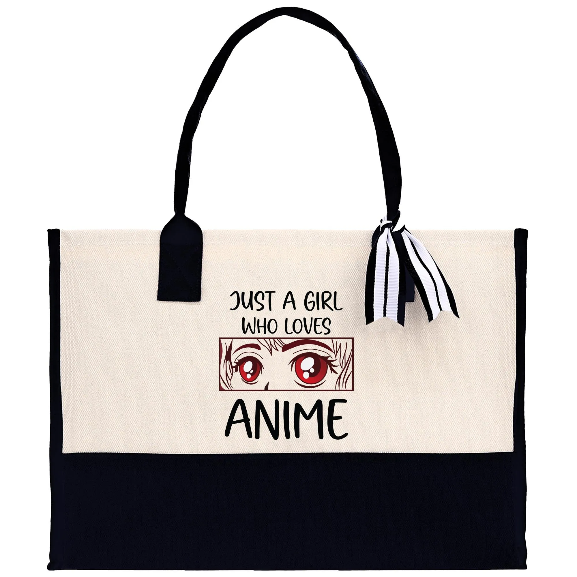 Just A Girl Who Loves Anime Cotton Canvas Tote Bag Animal Lover Gift for Her Gift for Anime Fun Anime Totes Cute Anime Tote Bag (AGT1001)
