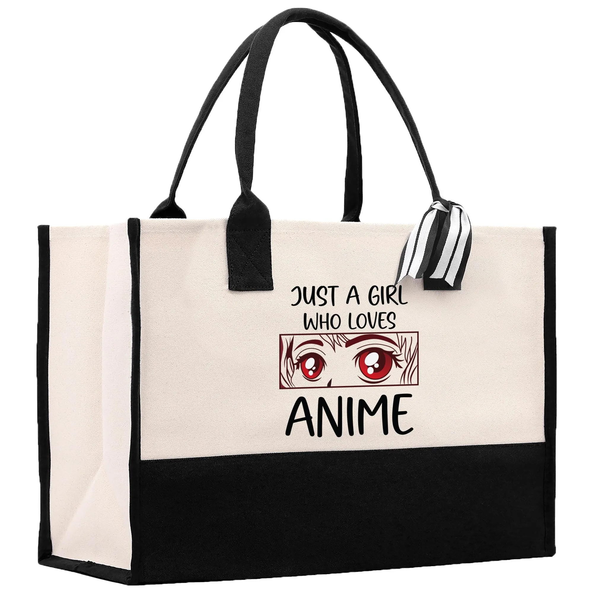 Just A Girl Who Loves Anime Cotton Canvas Tote Bag Animal Lover Gift for Her Gift for Anime Fun Anime Totes Cute Anime Tote Bag (AGT1001)
