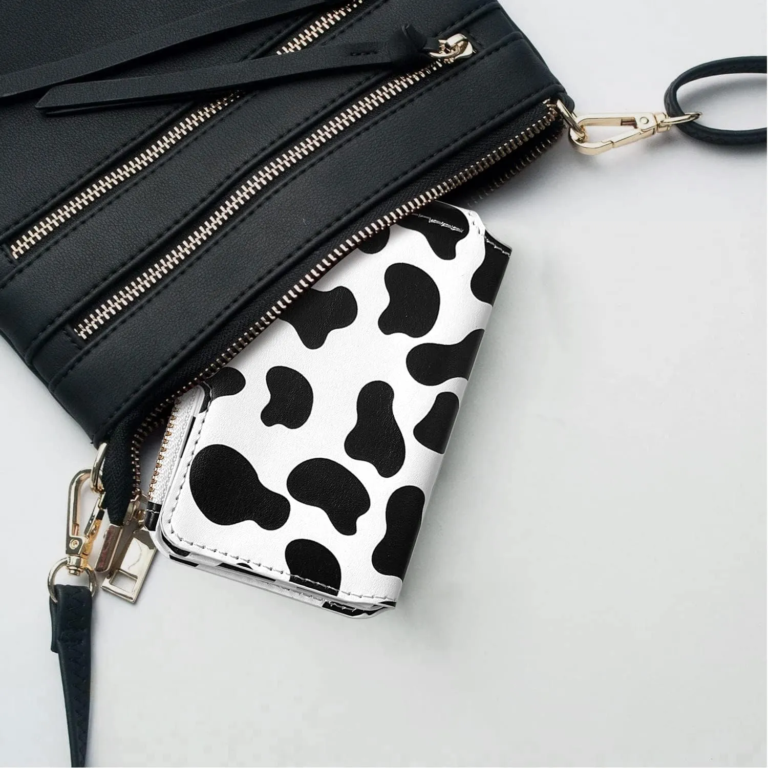 Keychain wallet, Rfid Blocking Credit Card Holder Leather, Zipper Card Case for Women