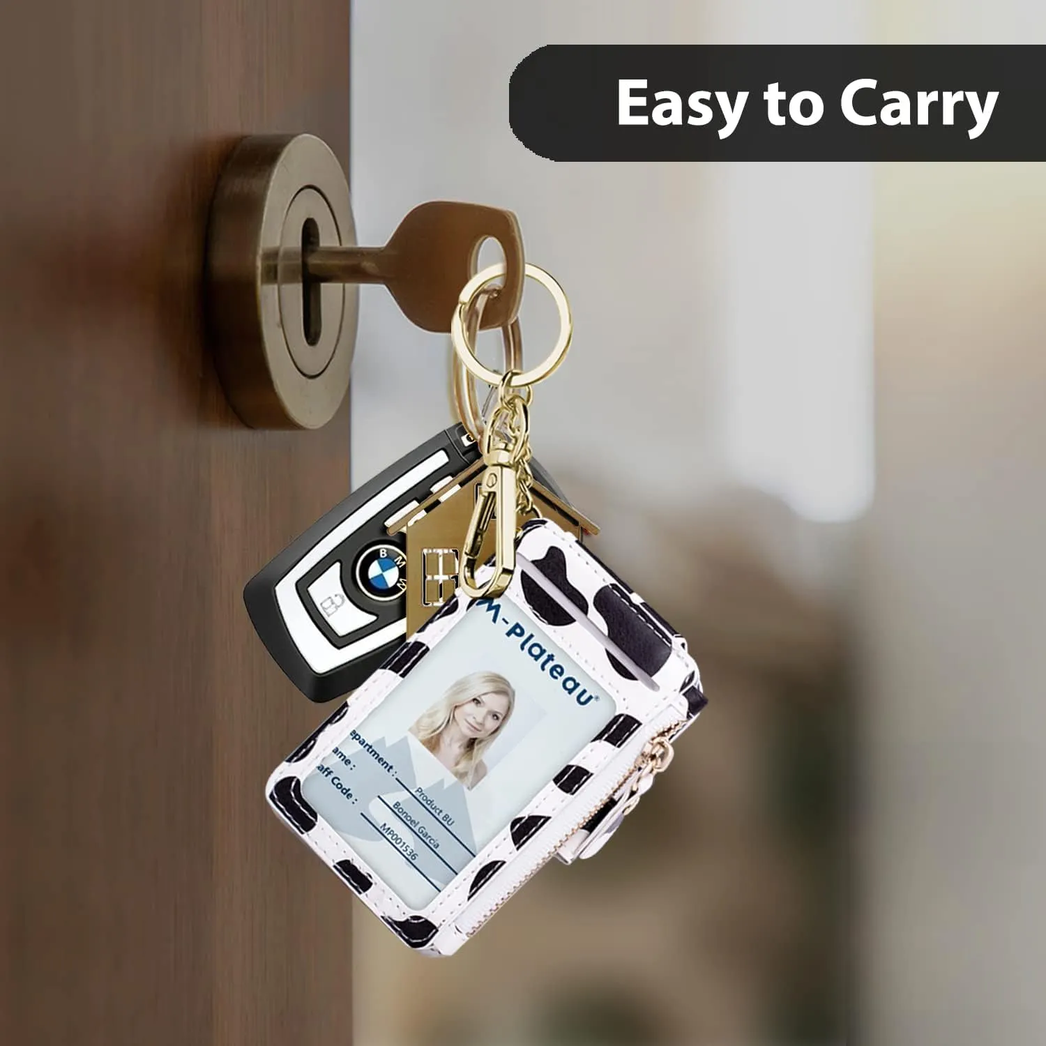 Keychain wallet, Rfid Blocking Credit Card Holder Leather, Zipper Card Case for Women