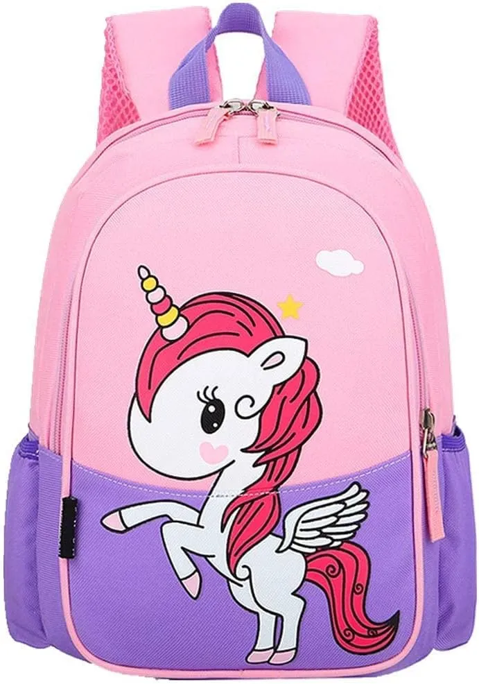 Kids Toddler Preschool Travel Backpack Cute Cartoon Daypack (Unicorn Pink and Purple)