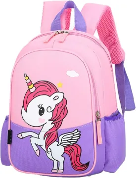 Kids Toddler Preschool Travel Backpack Cute Cartoon Daypack (Unicorn Pink and Purple)