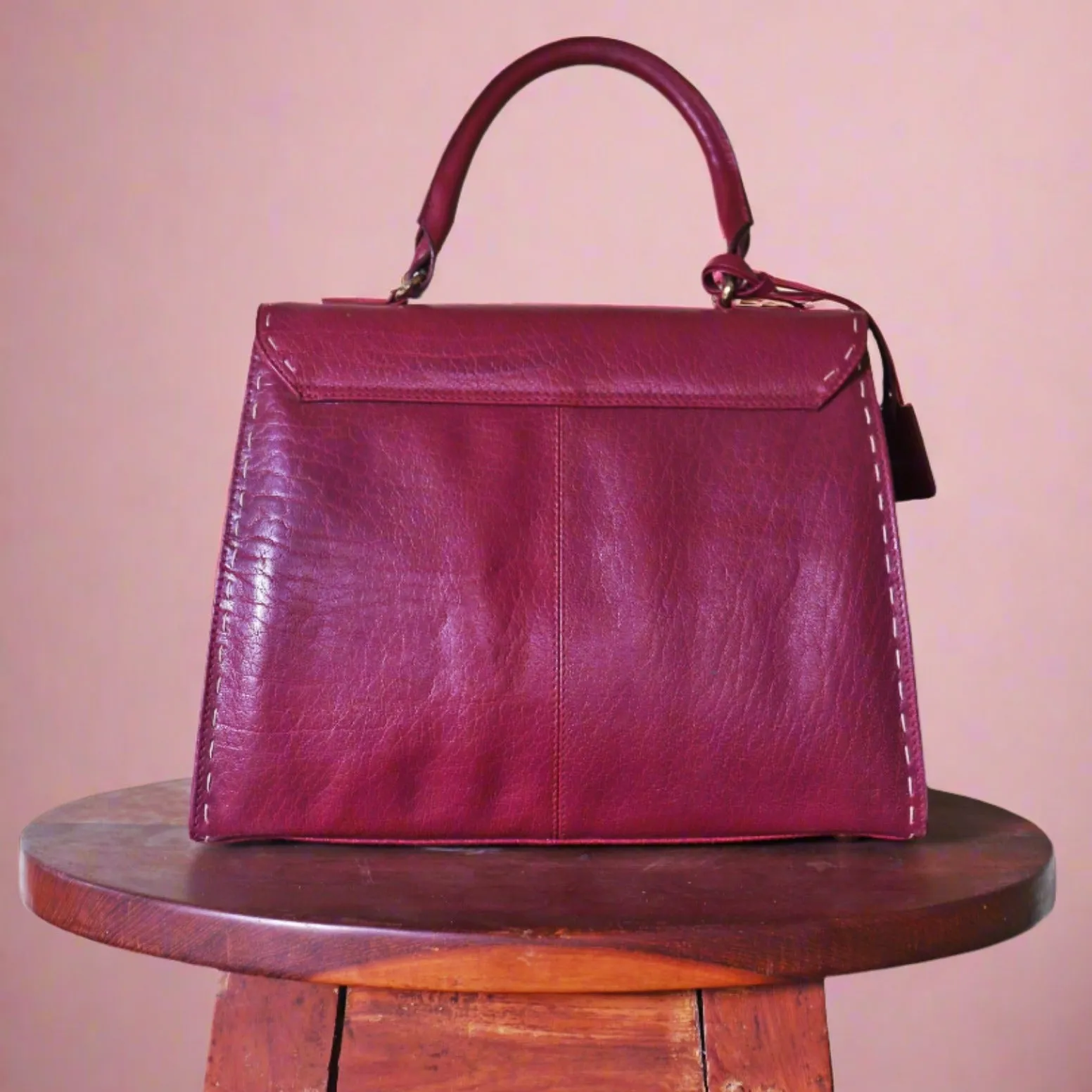 Leather Handbag - The Luxury Tote - Maroon