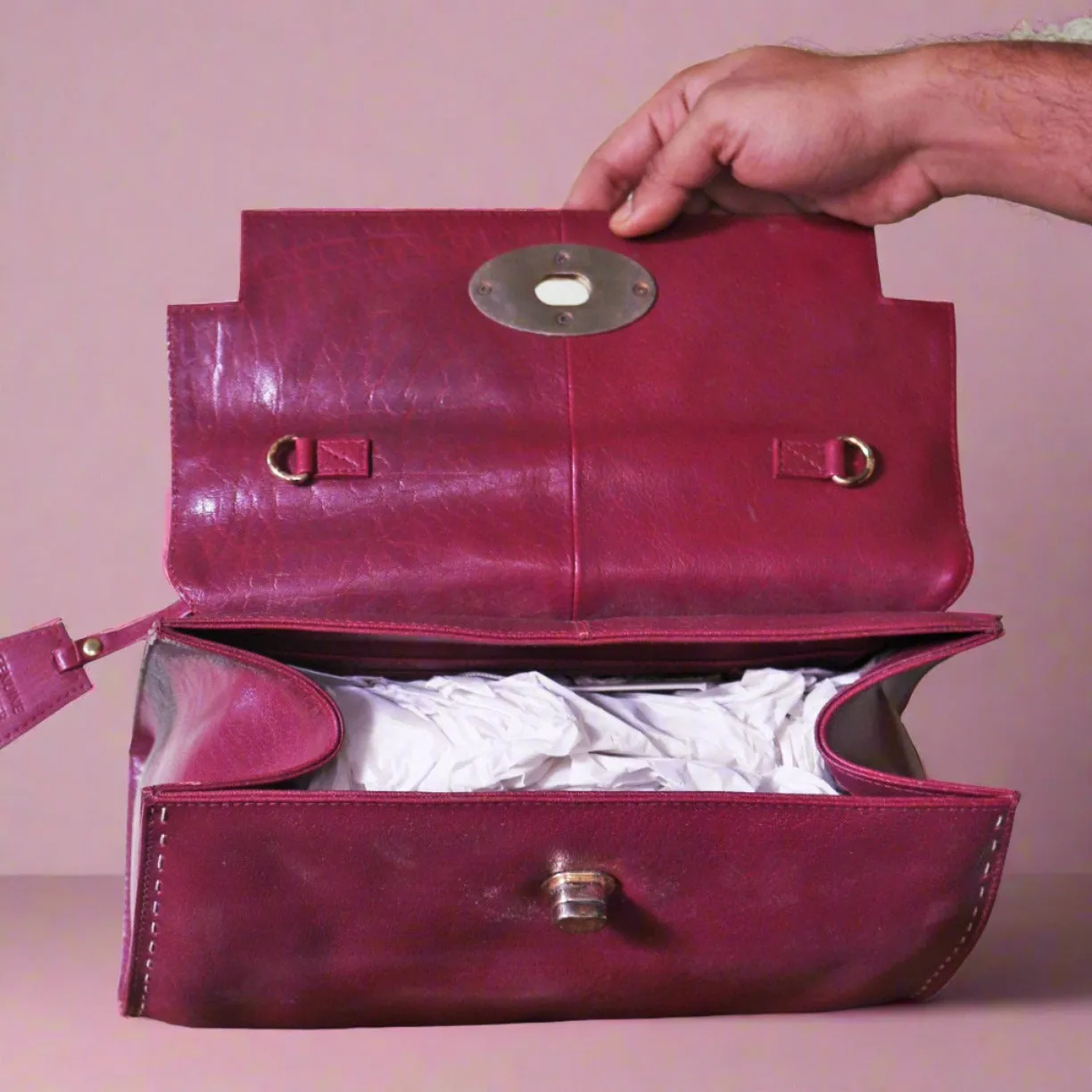 Leather Handbag - The Luxury Tote - Maroon