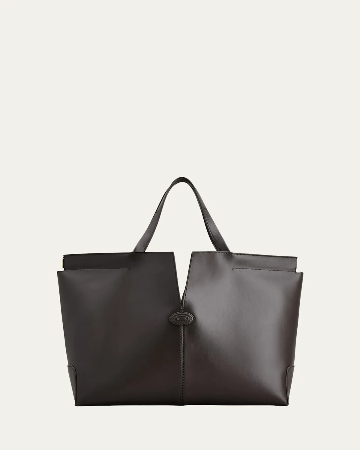 Media Calf Leather Shopper Tote Bag