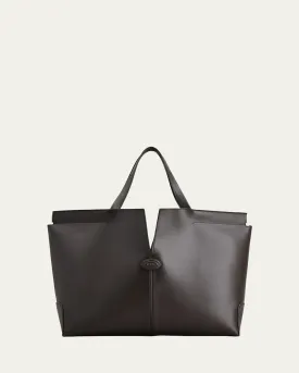 Media Calf Leather Shopper Tote Bag