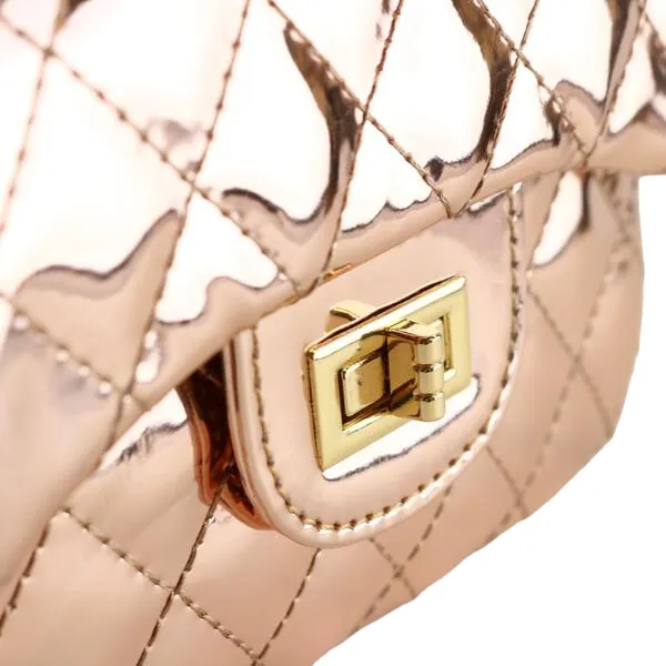 Metallic Crossbody Quilted Purse - Copper