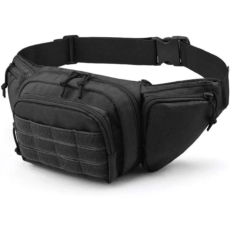 Military Tactical Waist Gun Bag Belt Bumbag Waterproof Nylon Molle EDC Fanny Phone Pouch for Hunting Climbing Camping
