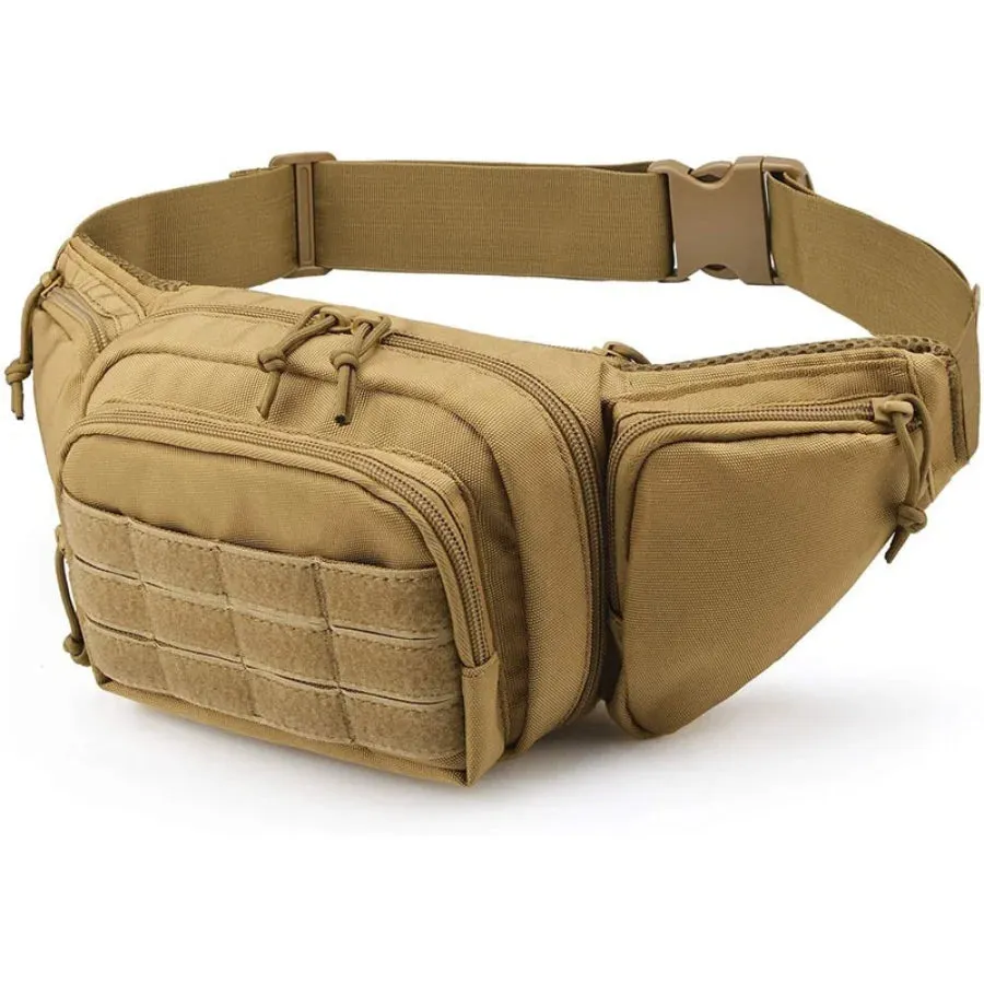 Military Tactical Waist Gun Bag Belt Bumbag Waterproof Nylon Molle EDC Fanny Phone Pouch for Hunting Climbing Camping