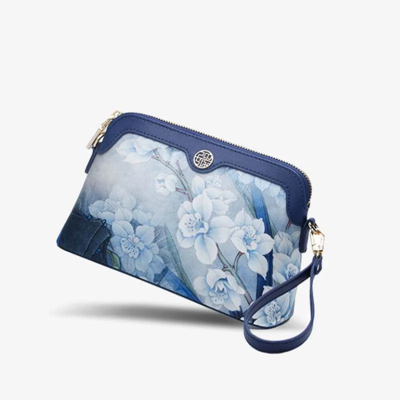 Mulberry Silk Handcrafted Flower Clutch Bag Women Wallet Eveing Purse