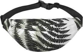 Natural Plant Silhouette Fern Leaf Print Fanny Pack For Men Women Adjustable Waist Bag Pack Crossbody Belt Bag For Travel Hiking Running