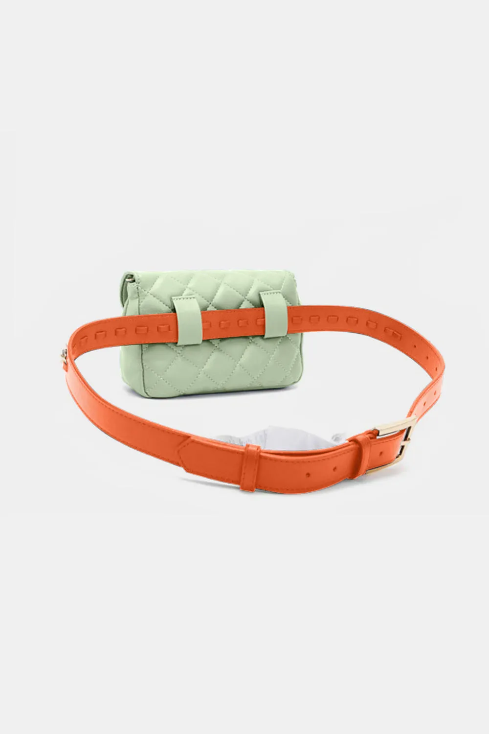 Nicole Lee USA Vegan Leather Quilted Fanny Pack or Crossbody Option, Sage or Yellow Purse