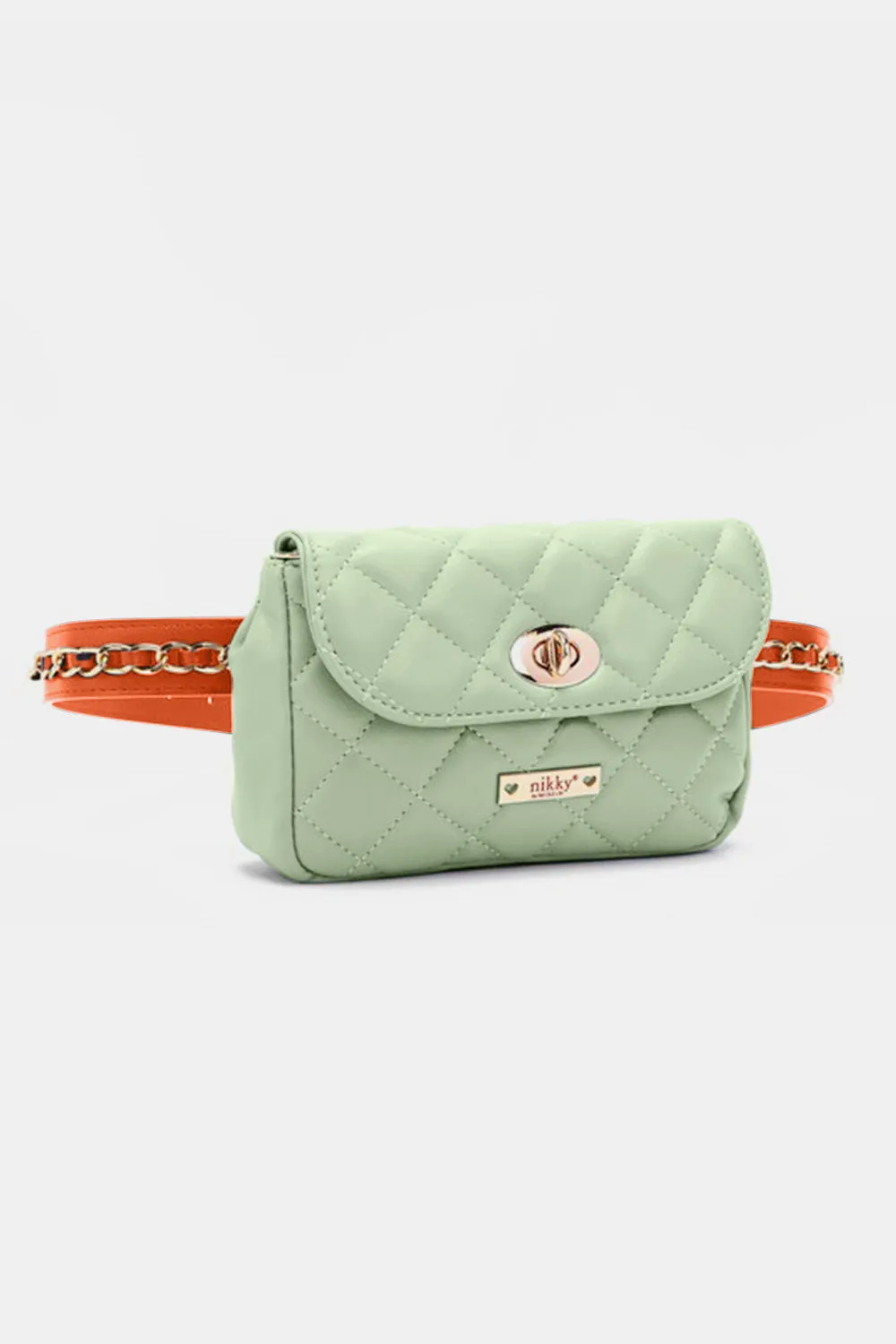 Nicole Lee USA Vegan Leather Quilted Fanny Pack or Crossbody Option, Sage or Yellow Purse