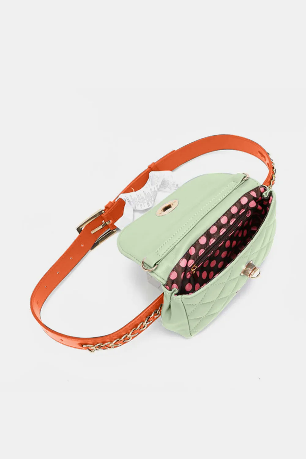 Nicole Lee USA Vegan Leather Quilted Fanny Pack or Crossbody Option, Sage or Yellow Purse